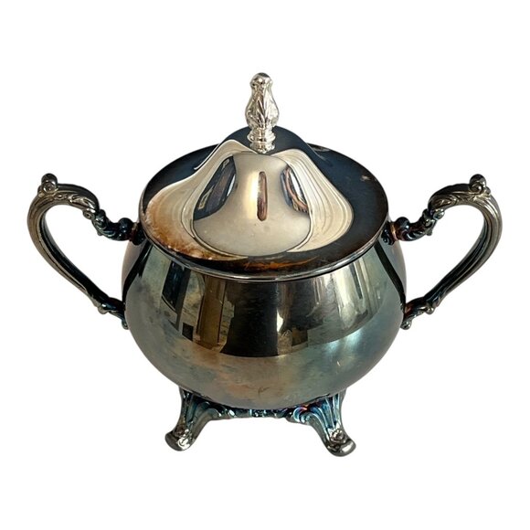 Vintage Oneida USA Silverplate Sugar Bowl with Lid – Double Handles – Footed – M - Picture 1 of 5